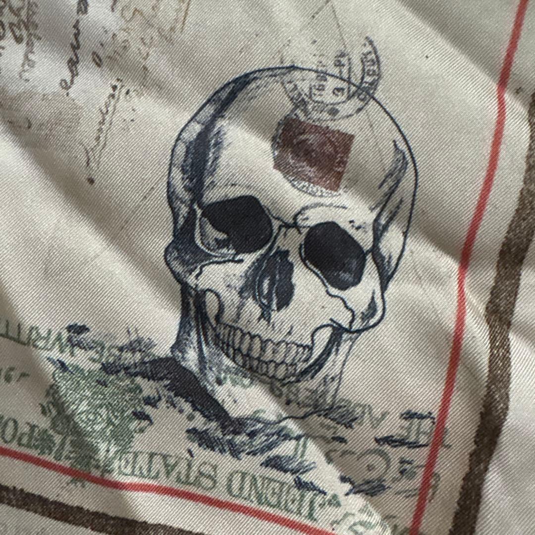 アレキサンダーマックイーン　シルクポケットチーフ　スカル　ミニスカーフ　虎　切手