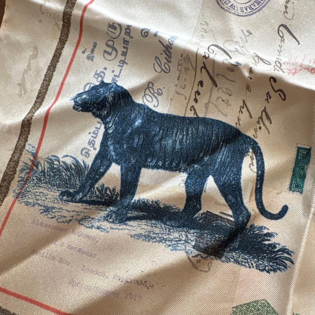 アレキサンダーマックイーン　シルクポケットチーフ　スカル　ミニスカーフ　虎　切手