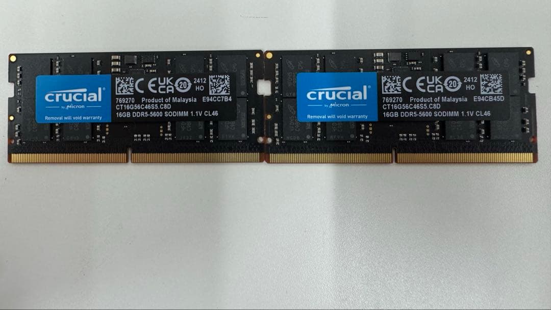 【計32GB】Crucial DDR5 5600 16GB2枚組 SO-DIMM