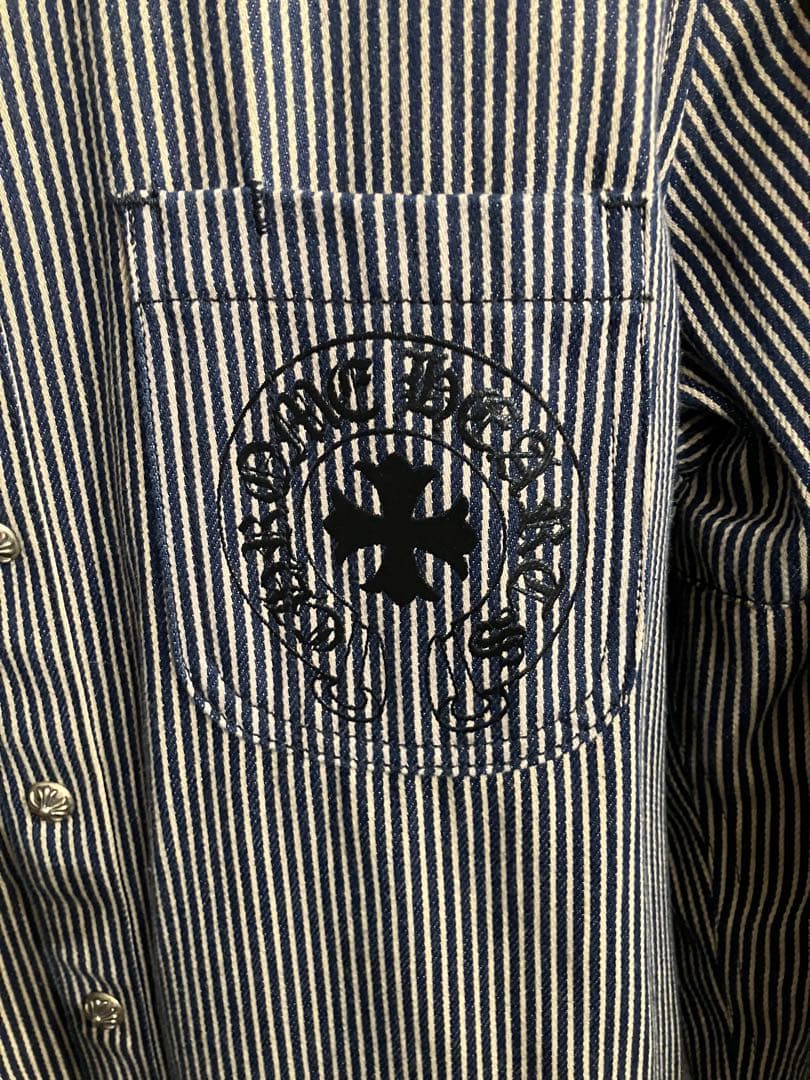 クロムハーツラストバイトストライプシャツジャケットヒッコリーホースシュープリント