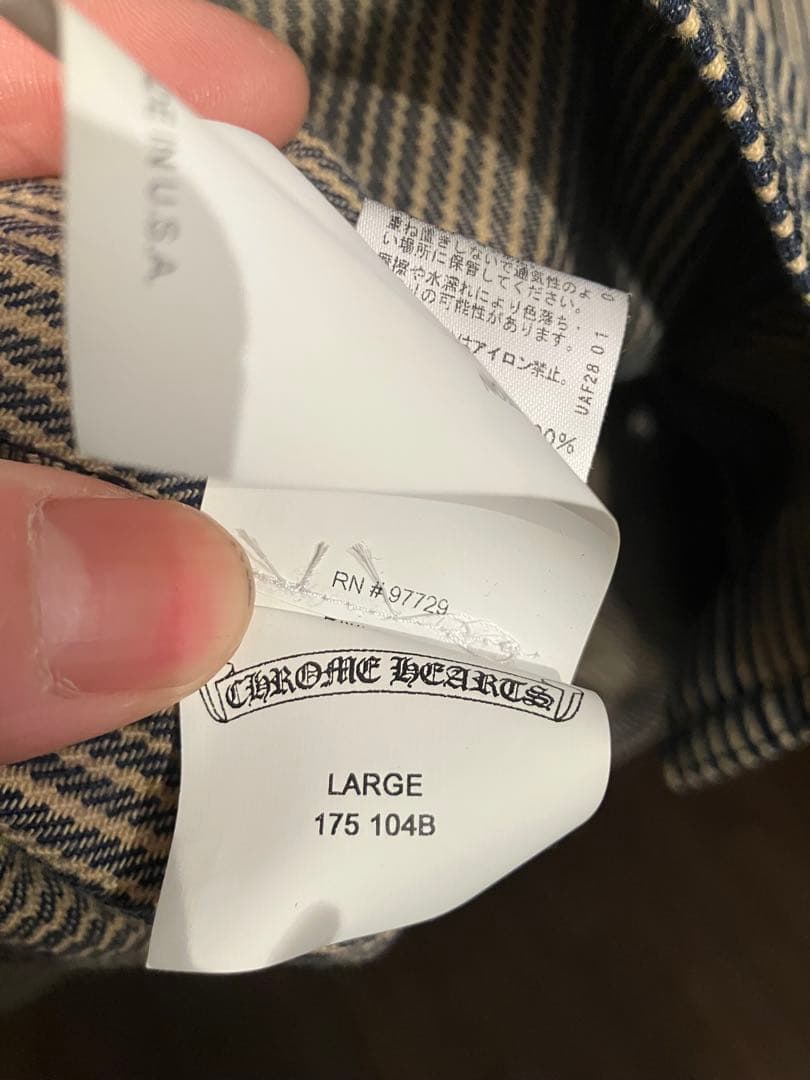 クロムハーツラストバイトストライプシャツジャケットヒッコリーホースシュープリント