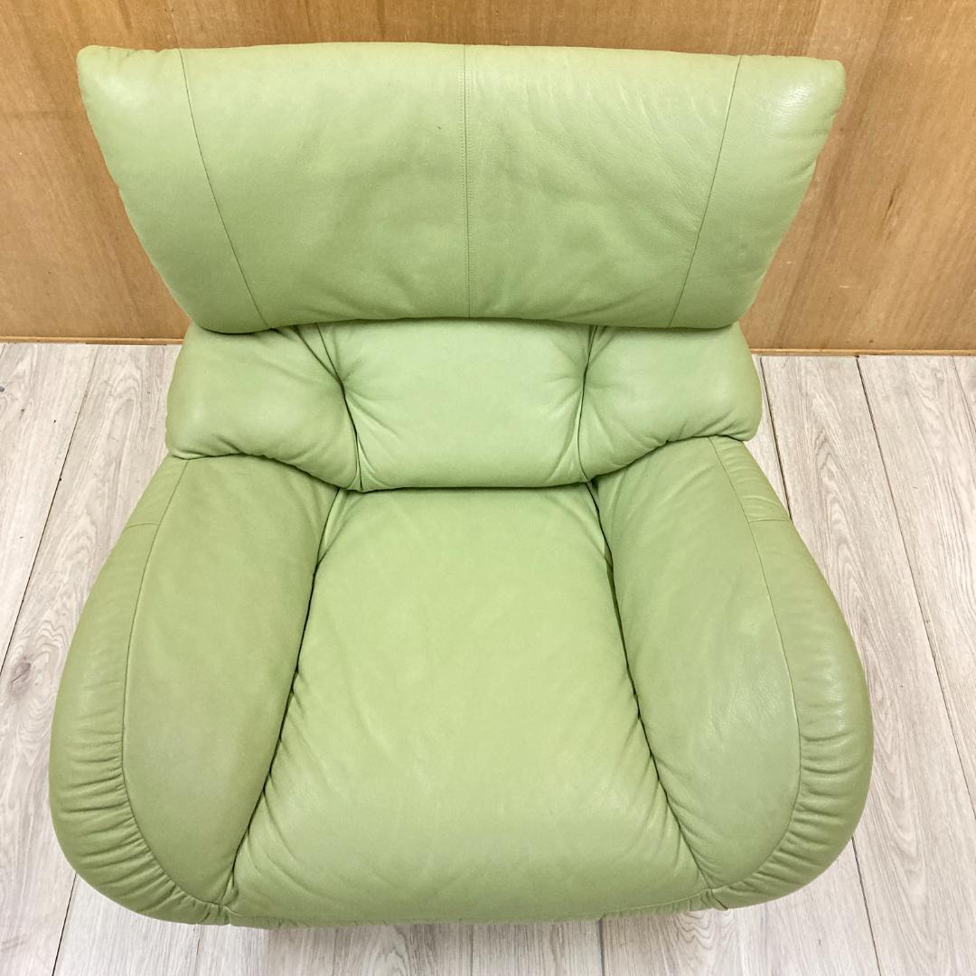 【カリモク】一人掛けソファ　回転式　1Pソファ　本革