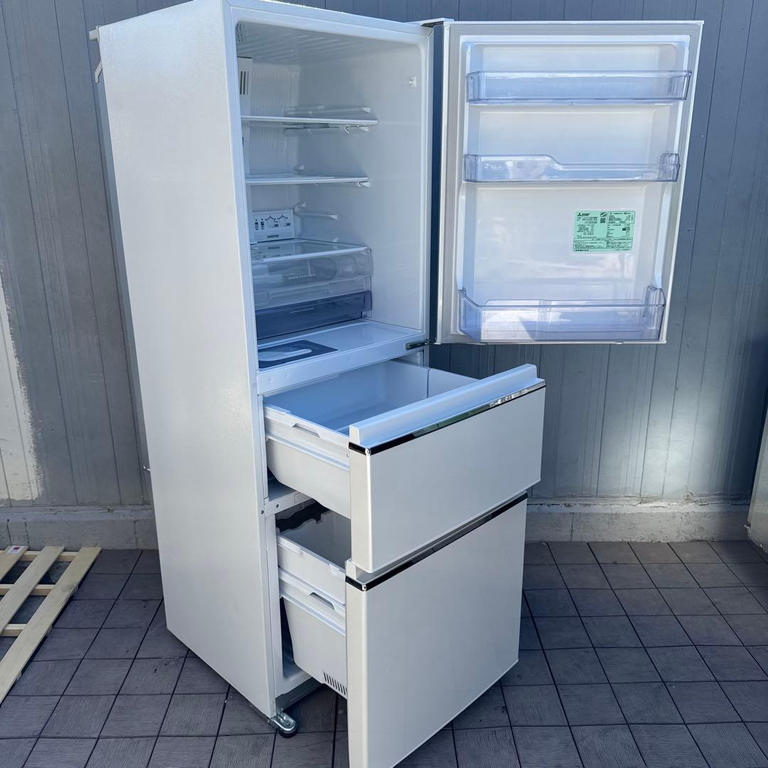MITSUBISHI 2018年製 3ドア冷蔵庫330L 右開き パールホワイト