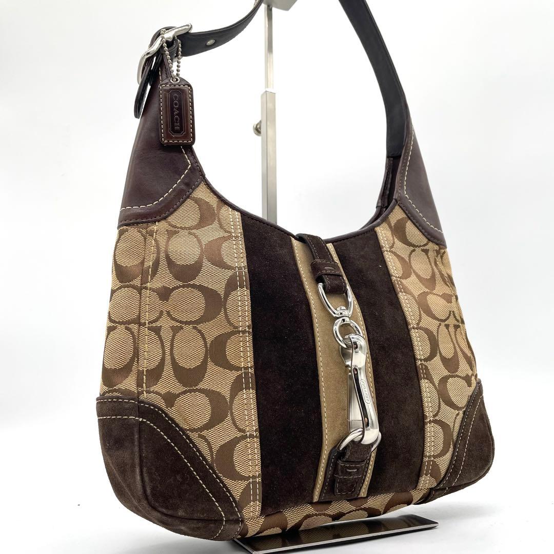 【極美品】コーチ　ワンショルダーバッグ　ジャッキー　ヘリテージ　シグネチャー　茶