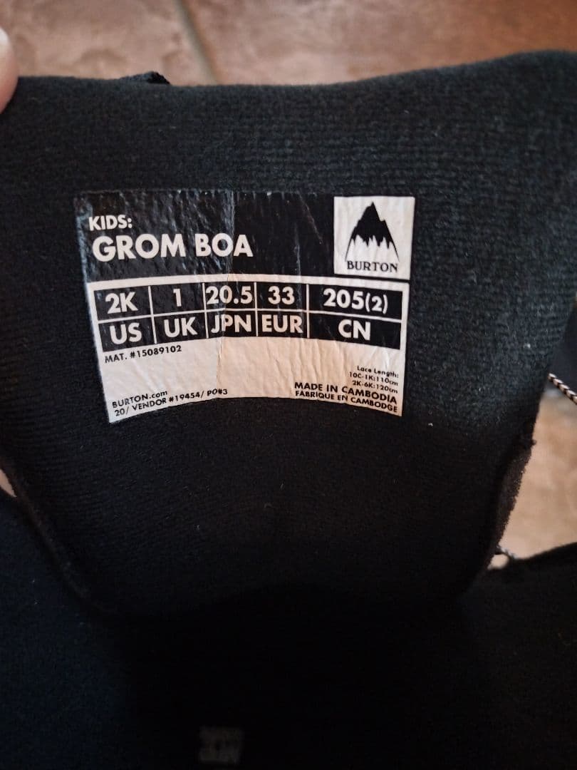 Burton Grom Boa 子供用スノーボードブーツ 20.5から21cm