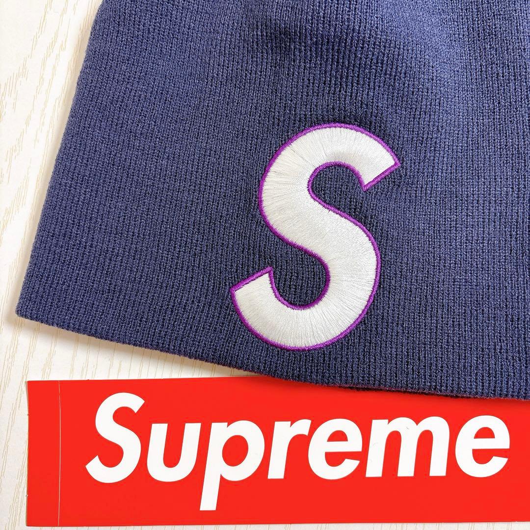 Supreme NEW ERA ニット帽　ビーニー　Sロゴ ネイビー　紺