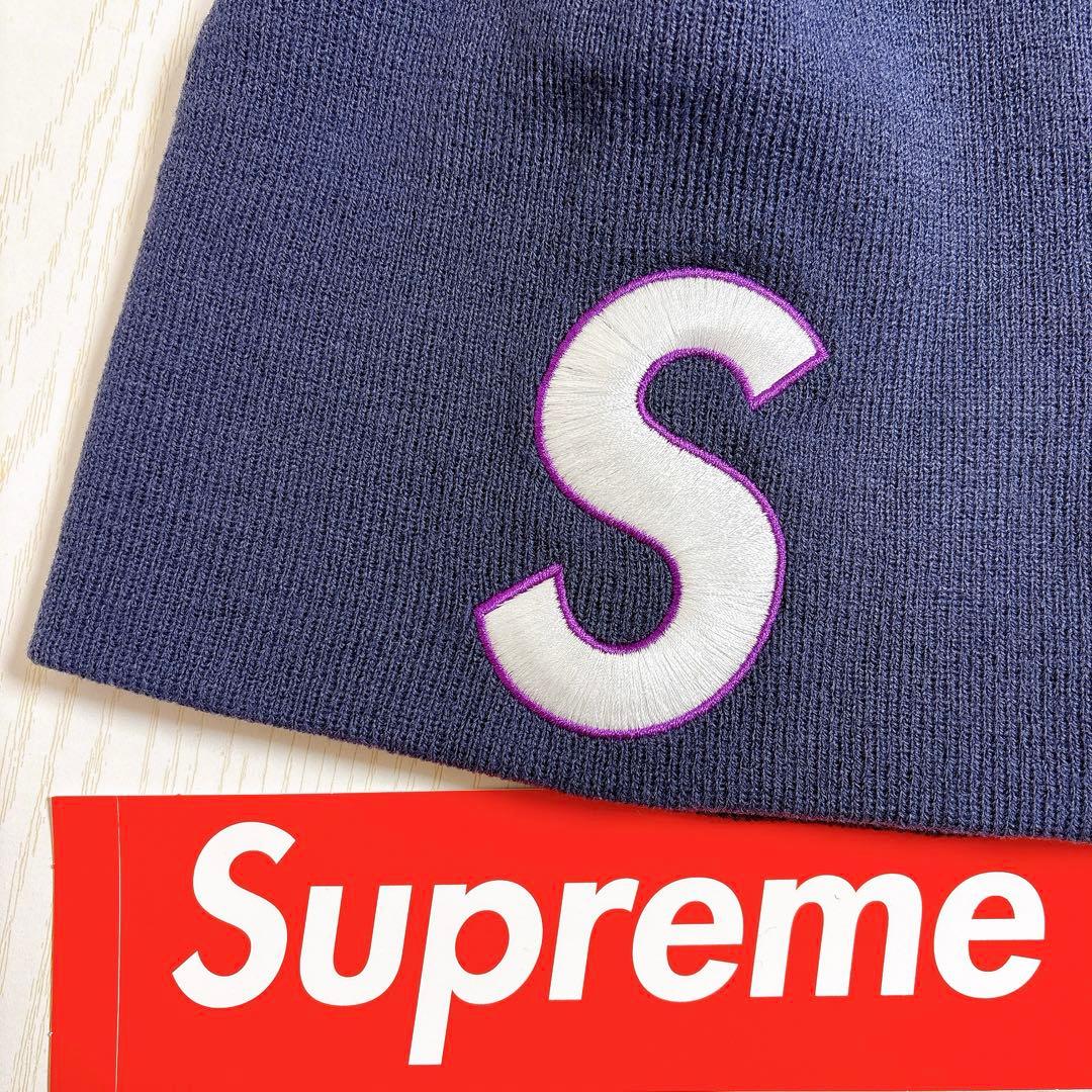 Supreme NEW ERA ニット帽　ビーニー　Sロゴ ネイビー　紺