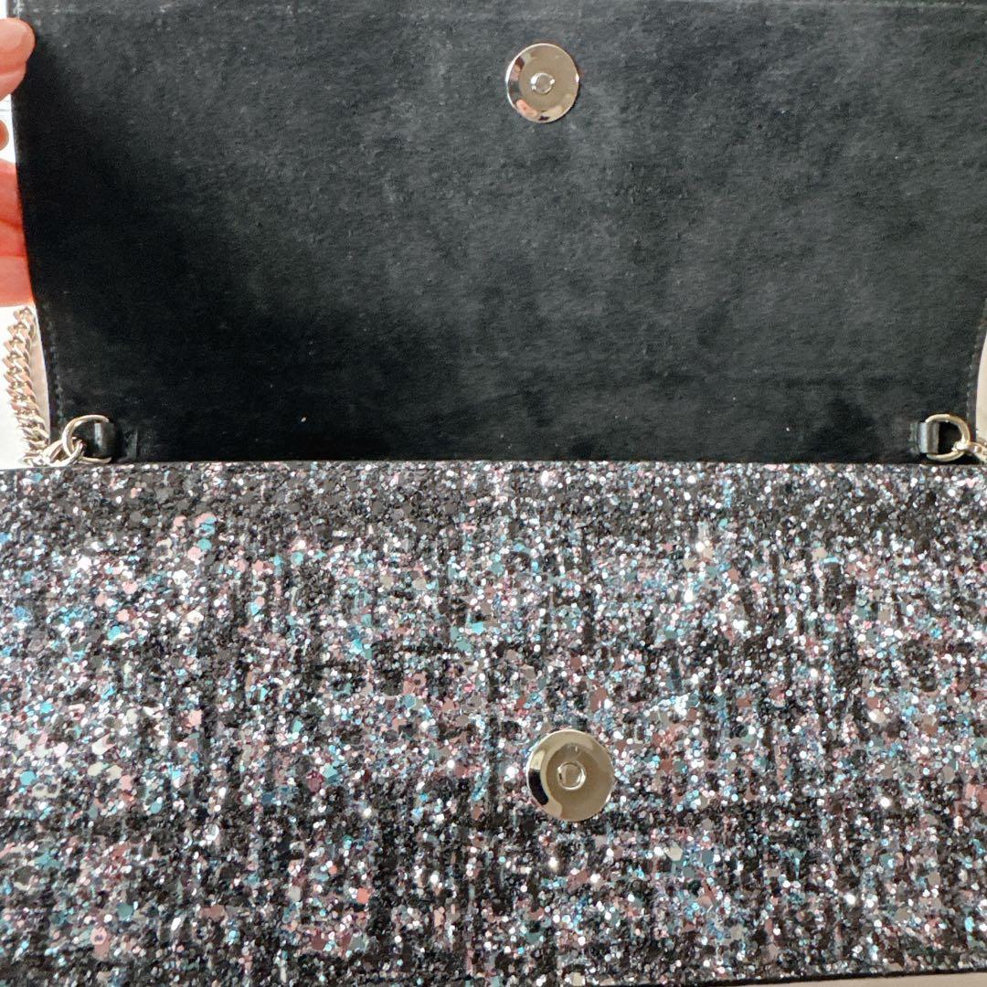 ジミーチュウ Jimmy Choo LILIA グリッターチェーンクラッチバッグ