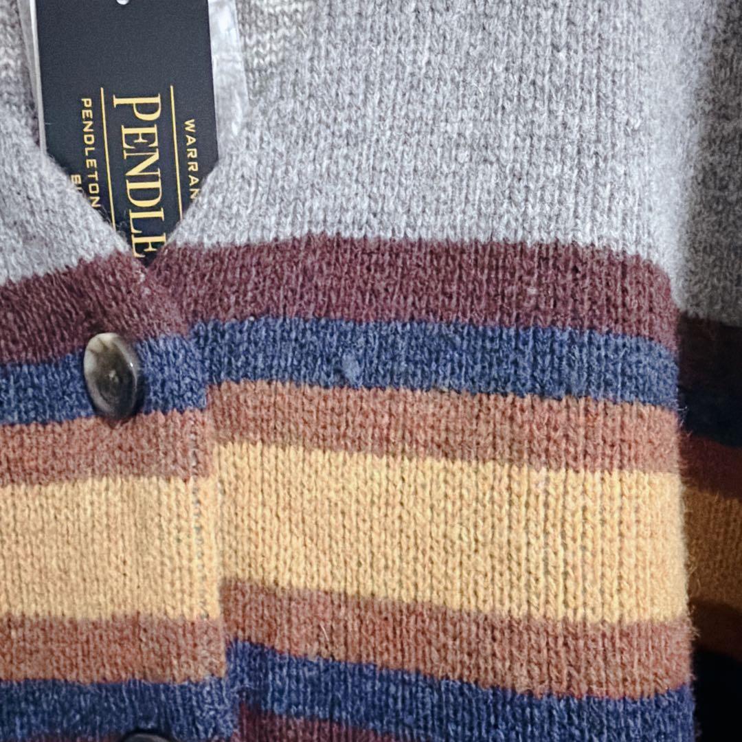 【新品未使用】ペンドルトン　カーディガン　ニット　グレー　毛　ネイティブ柄