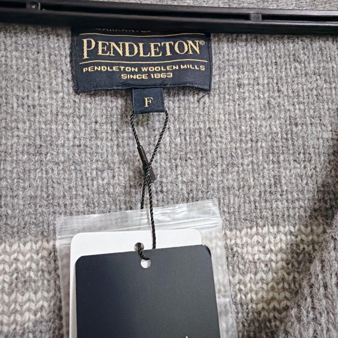 【新品未使用】ペンドルトン　カーディガン　ニット　グレー　毛　ネイティブ柄