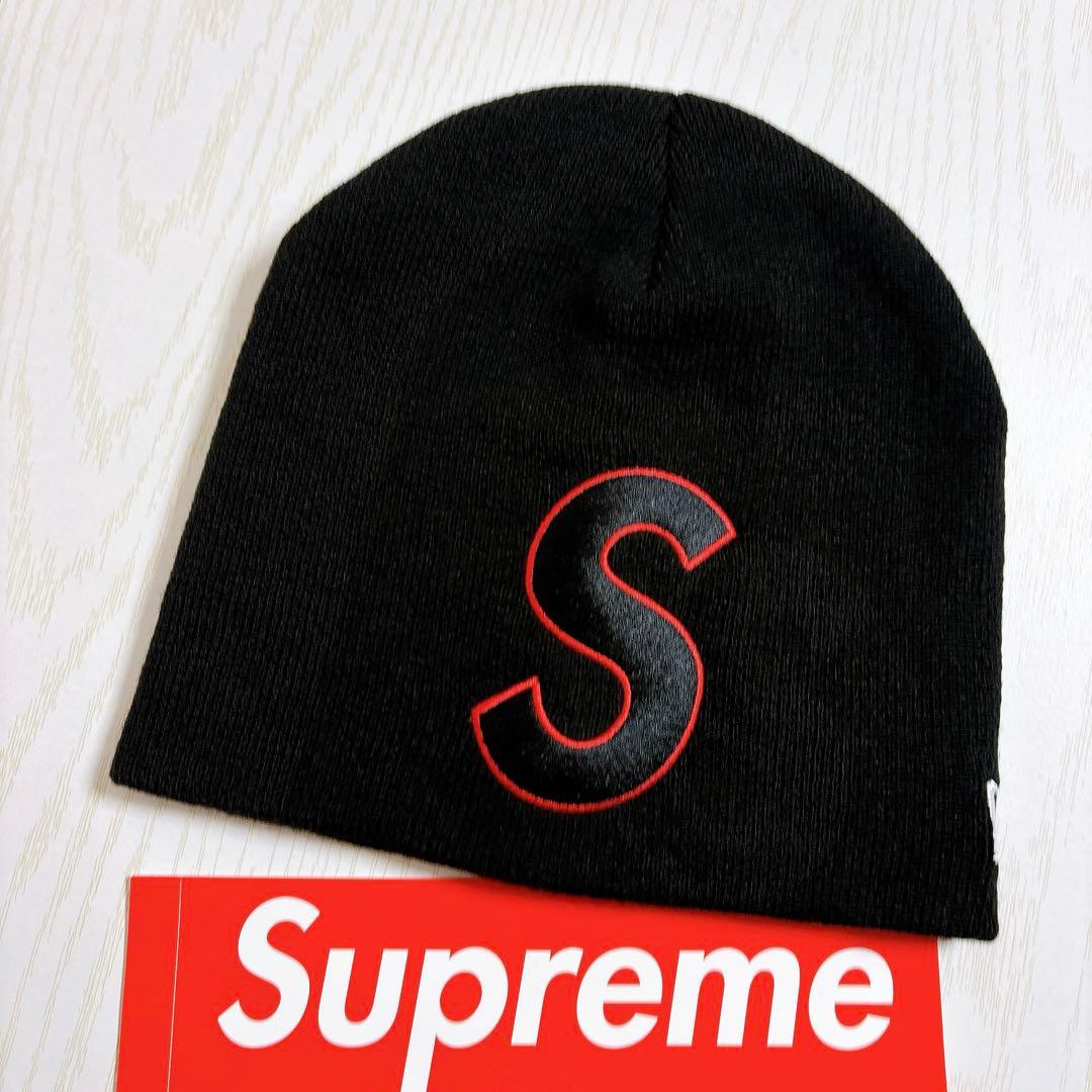 専用　Supreme NEW ERA ニット帽　ビーニー　Sロゴ ブラック　黒