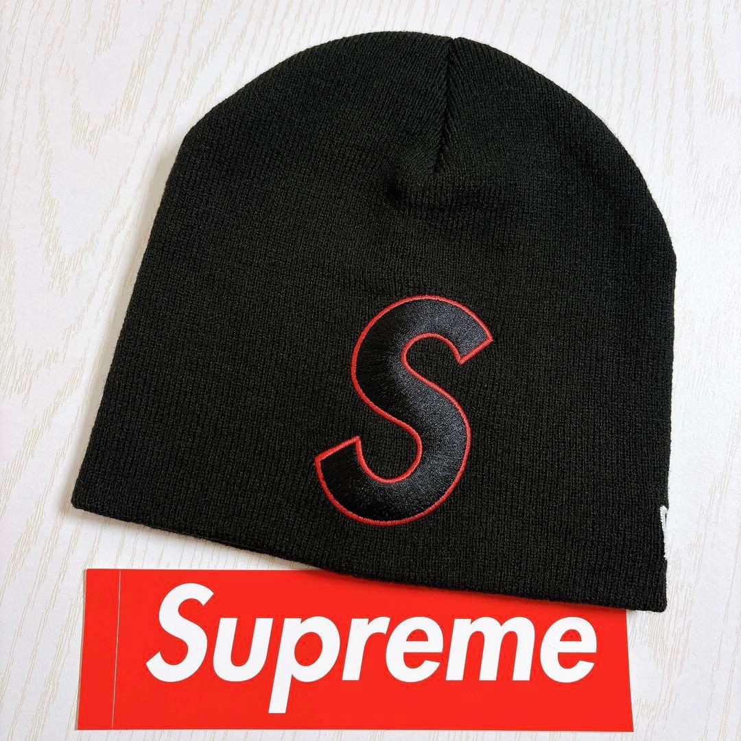 専用　Supreme NEW ERA ニット帽　ビーニー　Sロゴ ブラック　黒