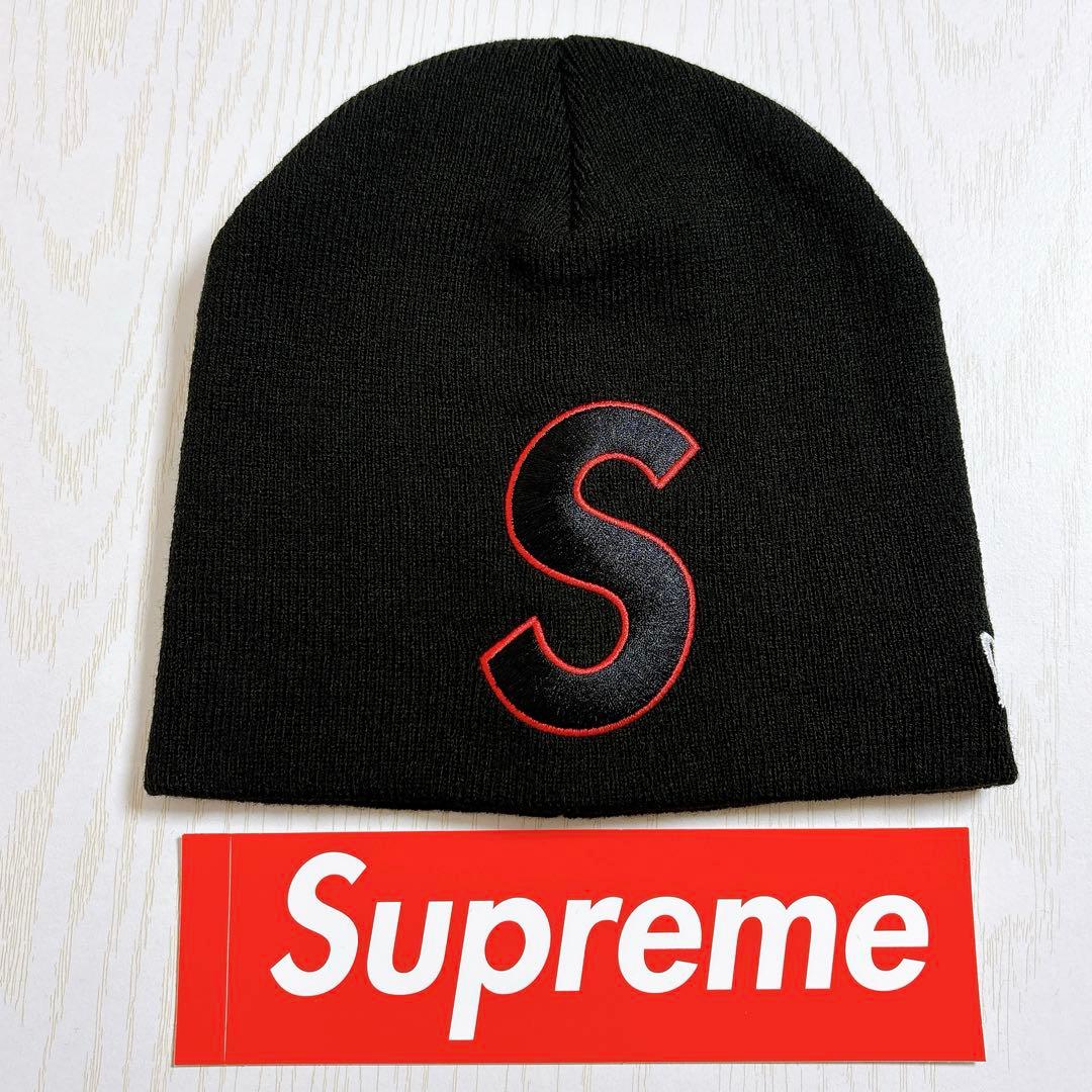 専用　Supreme NEW ERA ニット帽　ビーニー　Sロゴ ブラック　黒