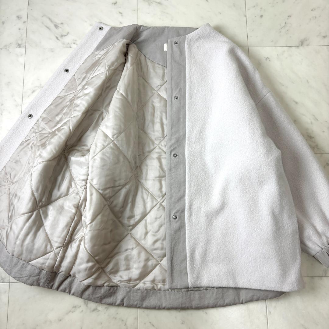 evam eva ウールパディングショートコート 1 ホワイト系 ジャケット