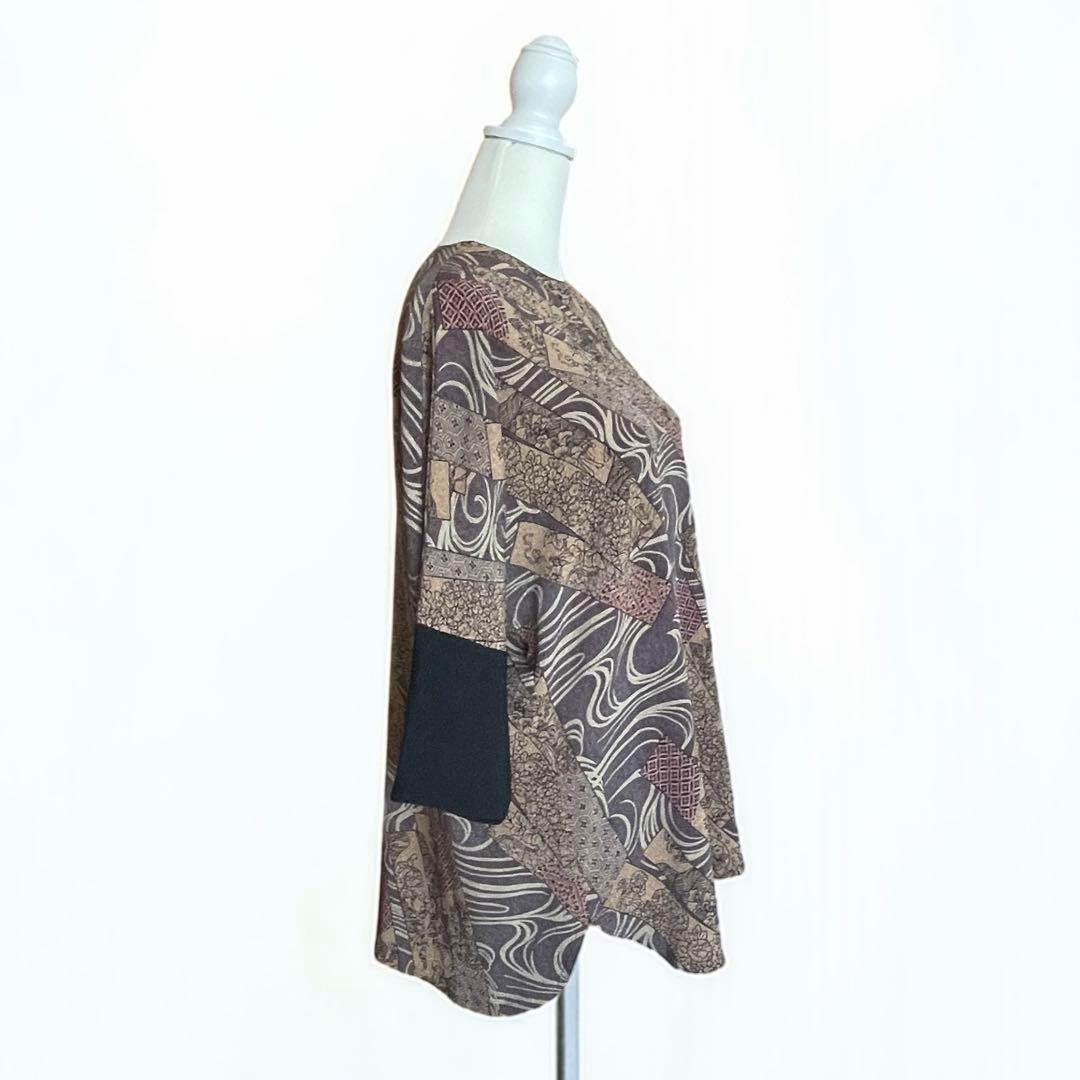 美品 詩仙堂 HITOSHI TAMURA ちりめん 手染め 和柄 チュニック