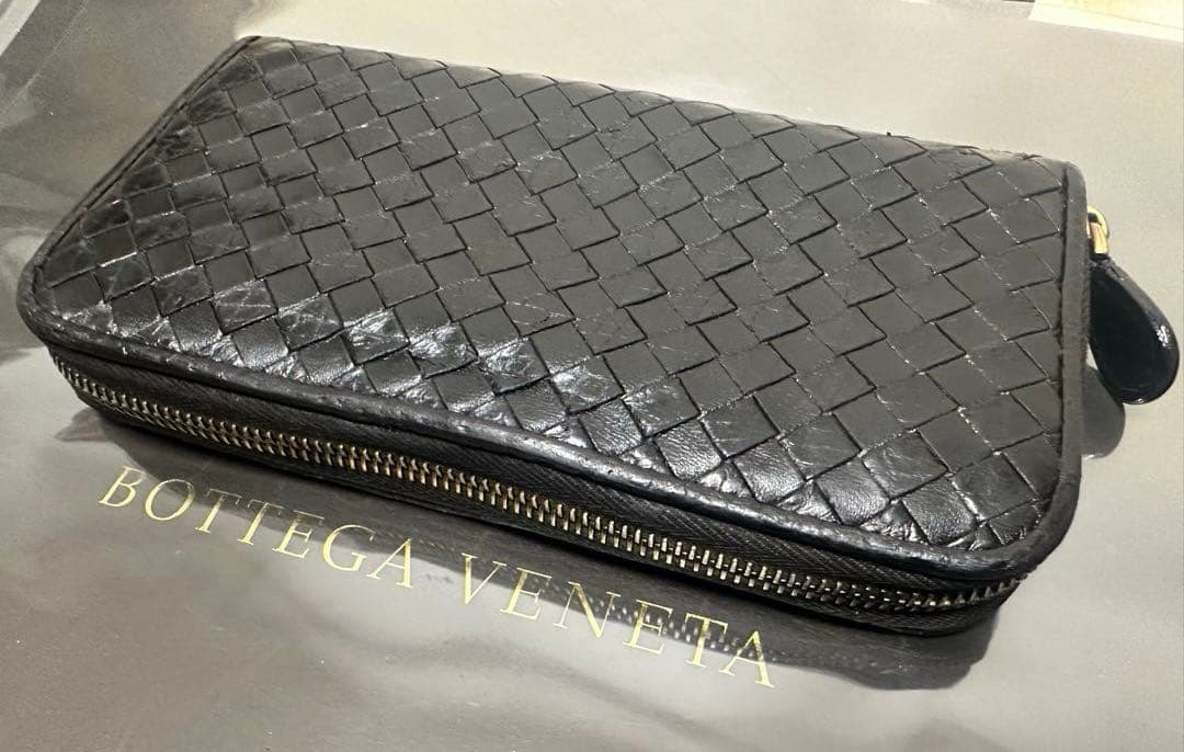 【本体のみ】ボッテガヴェネタ ラウンドファスナー/ラム＆パイソン/黒/2️⃣✨✨