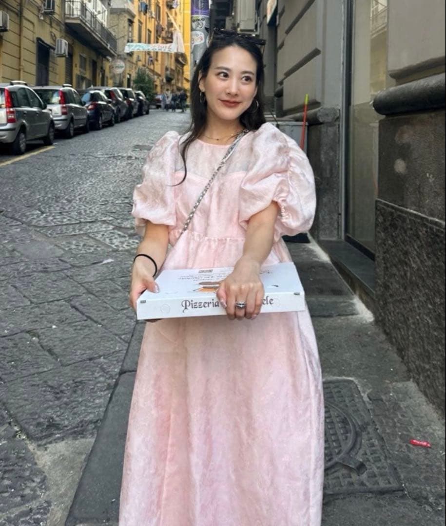 ANDRESD バブルスリーブジャガードドレス sサイズ