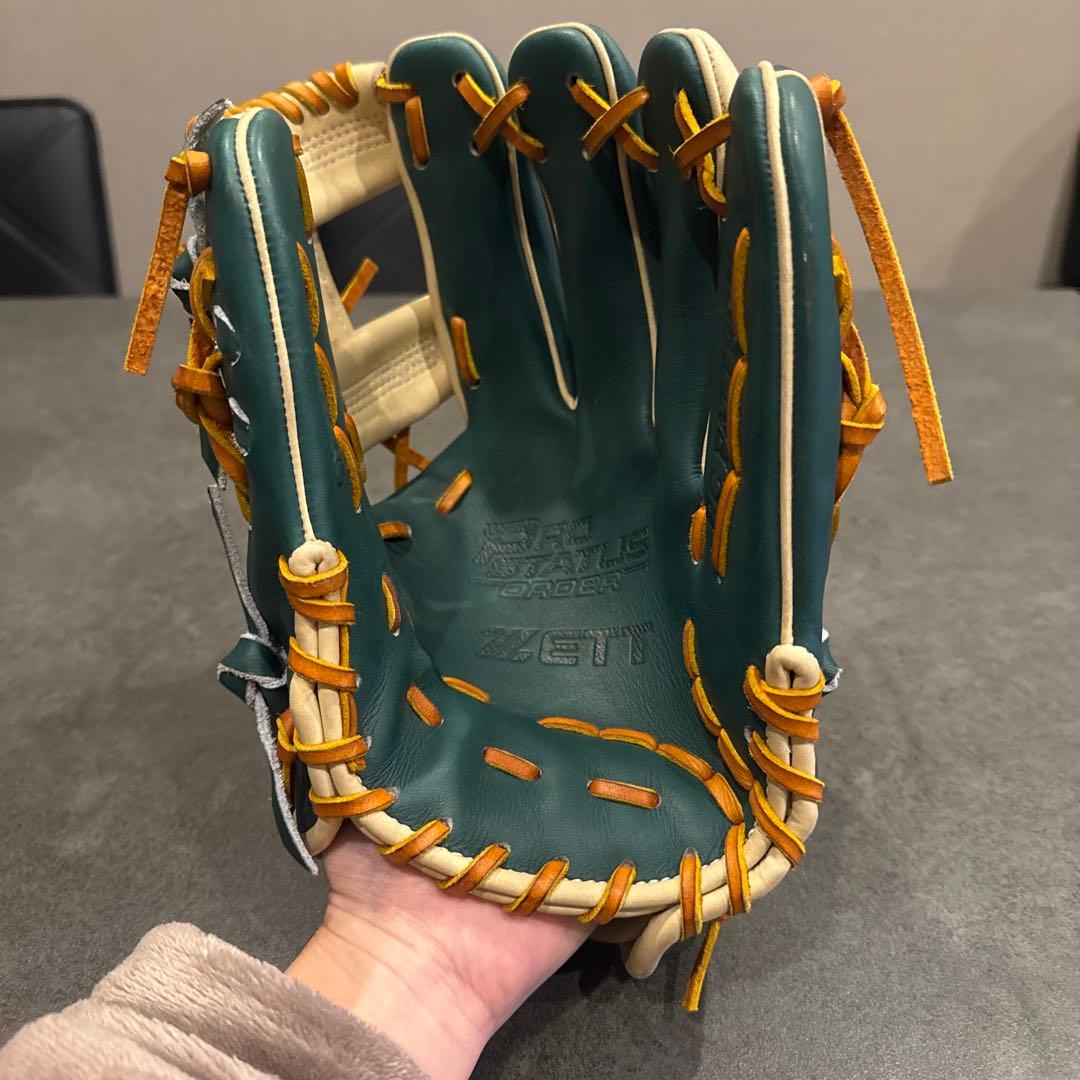 お値下げ！今宮モデル　ZETT 軟式グローブ プロモデル 緑/ベージュ