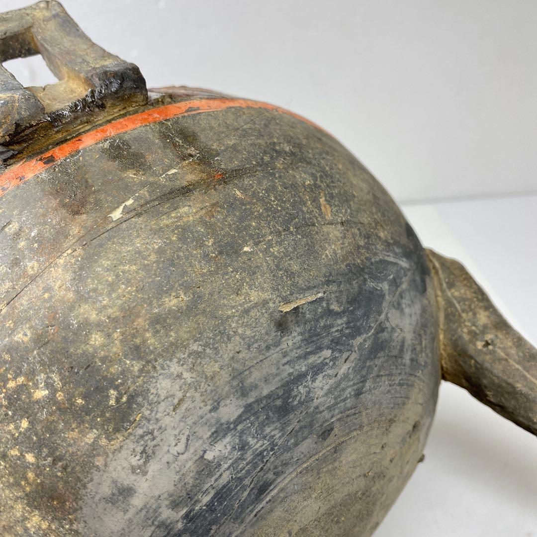 中国漢時代　彩陶加彩蓋付　三足土器　高さ22.5㎝　タトオ　東な7-0304②