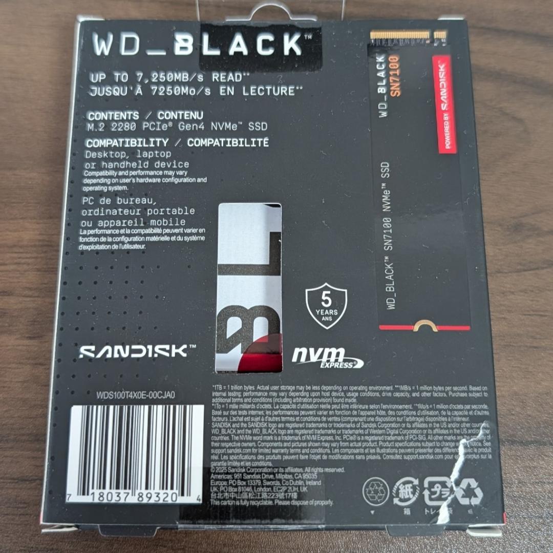 WD_BLACK SN7100 1TB NVMe SSD【最新モデル】