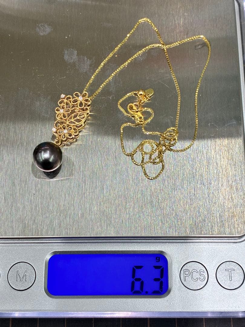 17: K18南洋真珠/ダイヤモンドネックレス