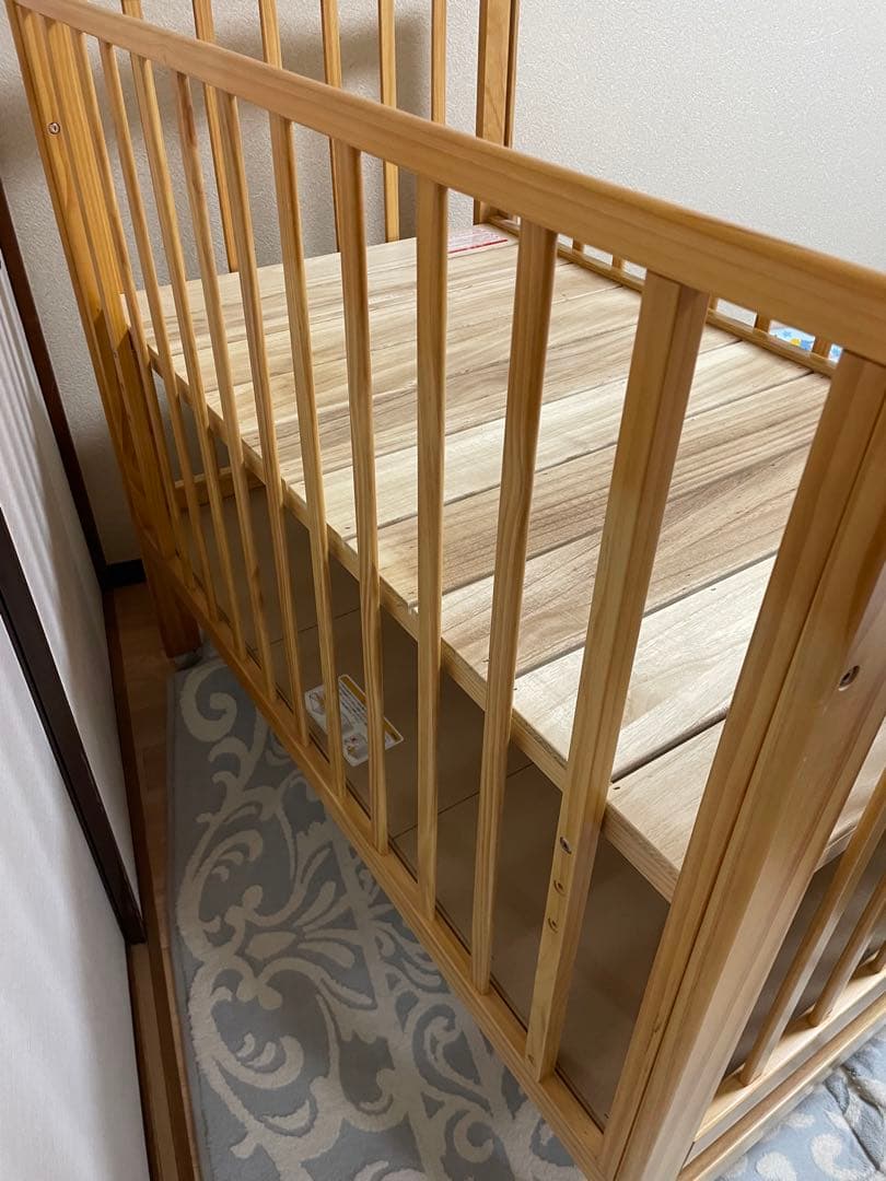 カトージ 木製 ハイポジション ベビーベッド スライド式サイド KATOJI