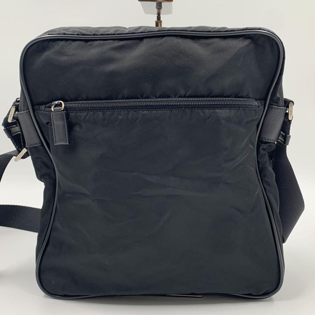 【✨美品✨】プラダ ショルダーバッグ 三角ロゴ ナイロン レザー ブラック