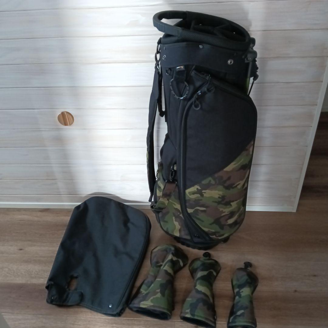 【美品】スタンド型キャディバッグ（ヘッドカバー付き）迷彩