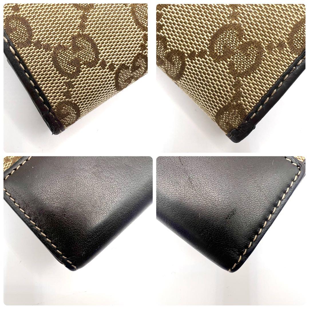 極美品✨GUCCI ラブリーハート GGキャンバス 長財布 Wホック 濃茶