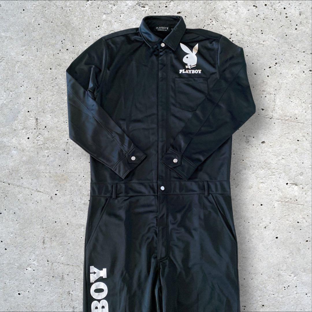 【美品】プレイボーイ　つなぎ カバーオール　バックプリント シルバー　【L】
