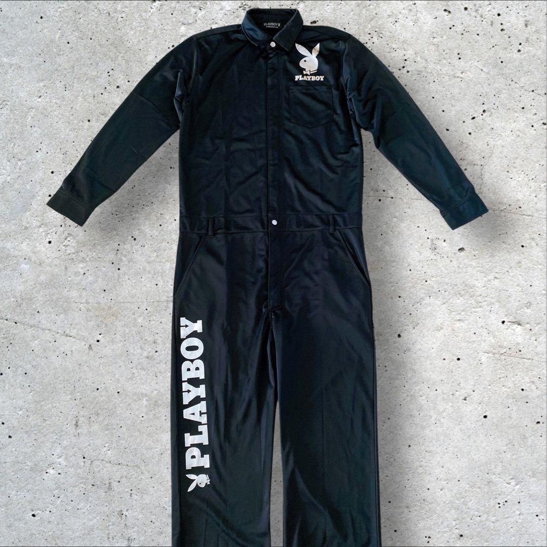 【美品】プレイボーイ　つなぎ カバーオール　バックプリント シルバー　【L】