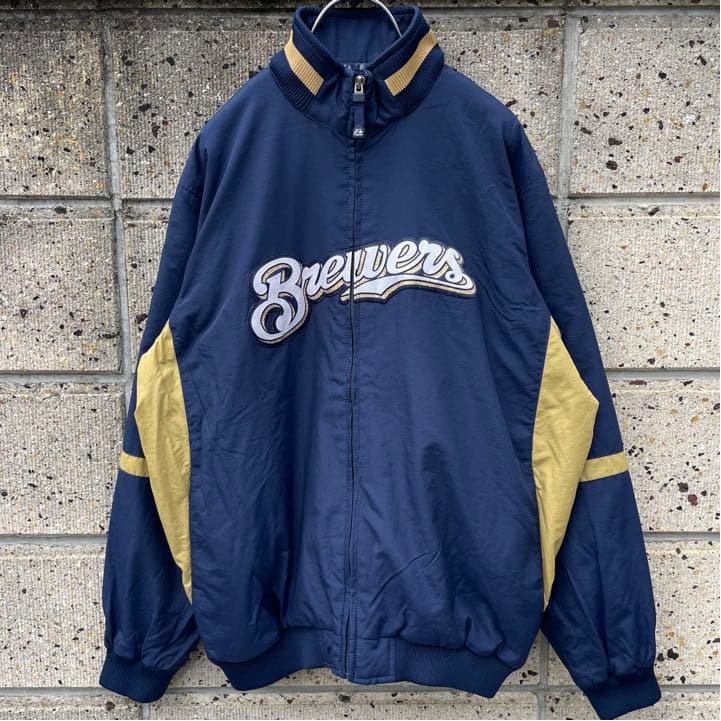 Majestic × MIL.ブルワーズ XLサイズ フリース裏地 スタジャン