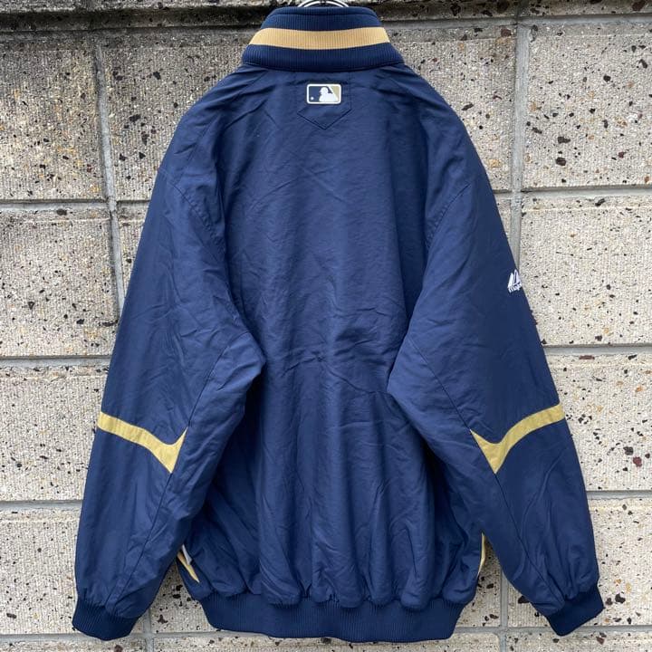 Majestic × MIL.ブルワーズ XLサイズ フリース裏地 スタジャン