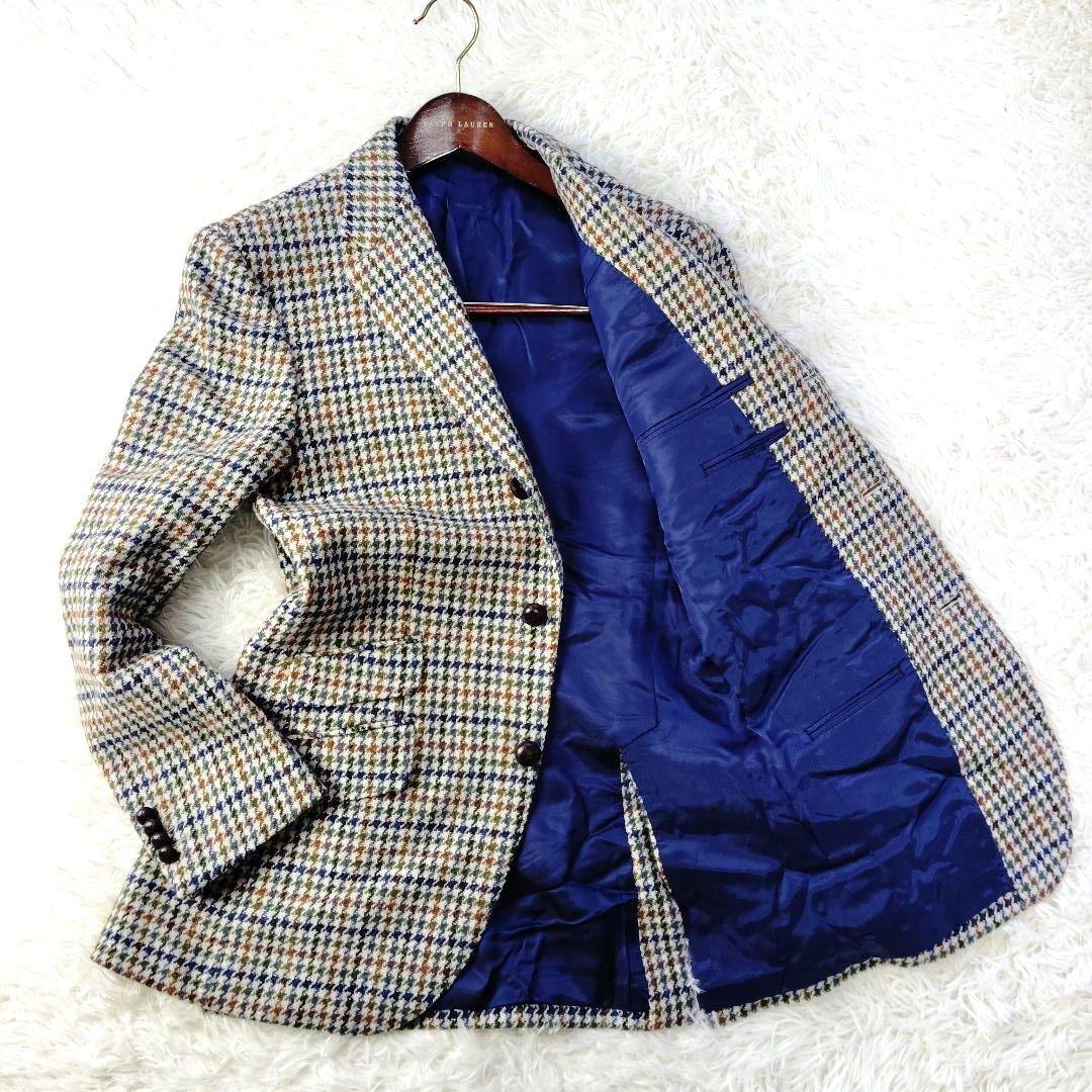 【極美品】ハリスツイード　千鳥格子テーラードジャケット　ピュアニューウール