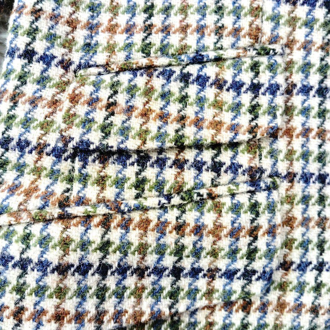 【極美品】ハリスツイード　千鳥格子テーラードジャケット　ピュアニューウール