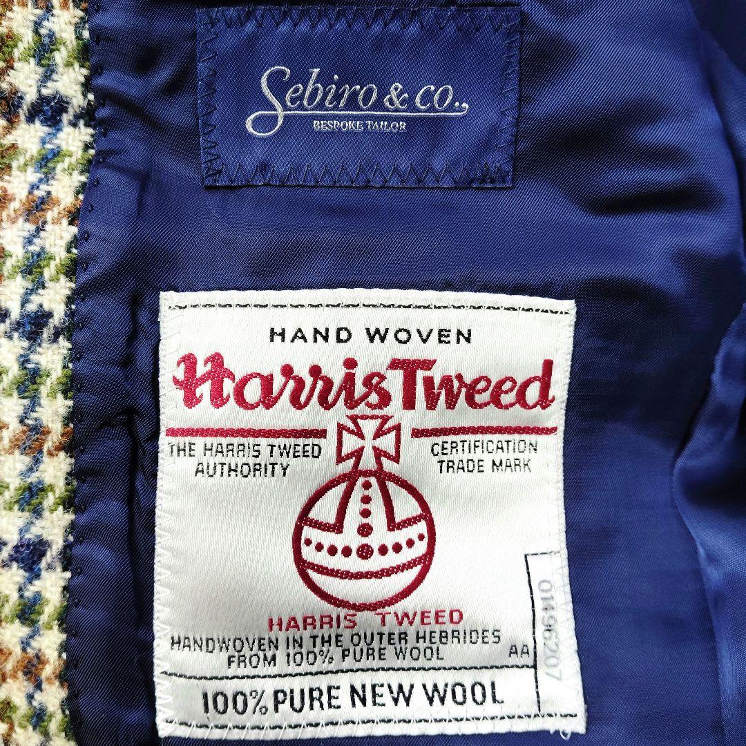 【極美品】ハリスツイード　千鳥格子テーラードジャケット　ピュアニューウール