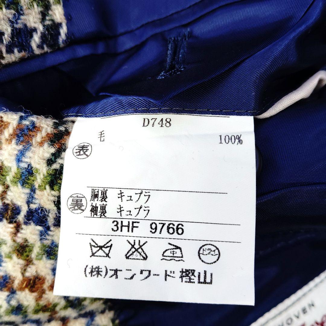 【極美品】ハリスツイード　千鳥格子テーラードジャケット　ピュアニューウール