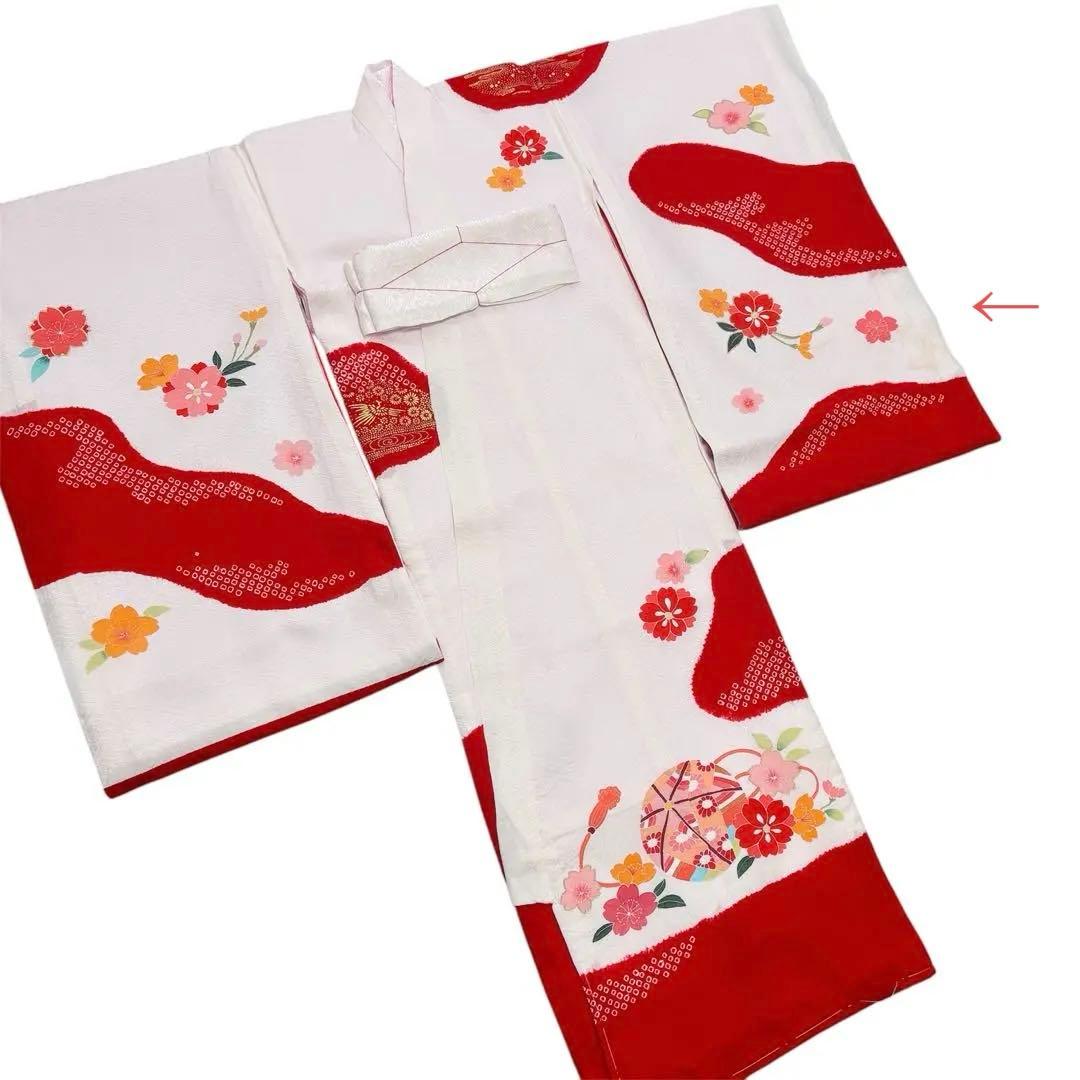 【訳あり特価・未使用】手書き京友禅 本絞り 古典桶絞り お宮参り 産着 赤