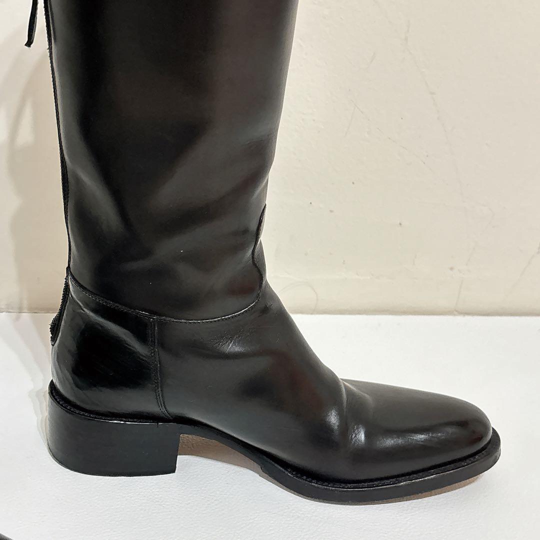 サルトル レザー ロングブーツ 黒　茶色　バイカラー ジョッキーブーツ 35