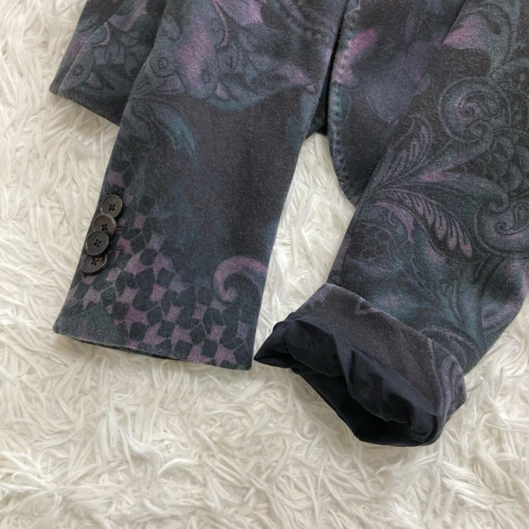 ETRO 全面ペイズリー テーラードジャケット アンコン シルク ベロア 44