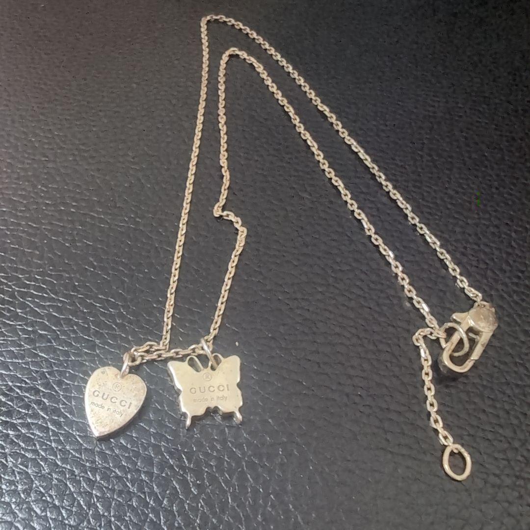GUCCI シルバーネックレス バタフライ ハートAG925