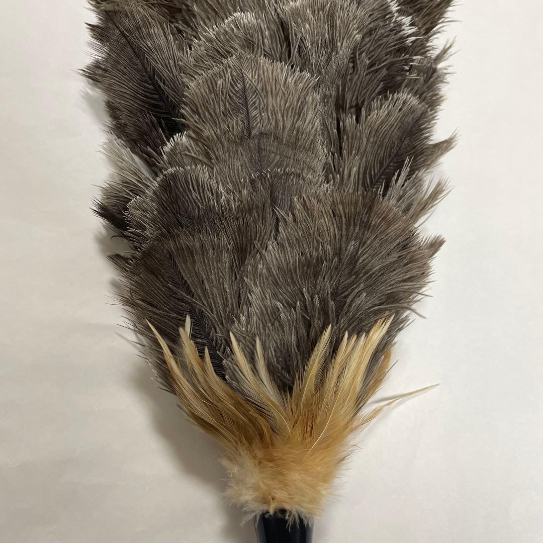 新品 高級オーストリッチ毛ばたき グレー