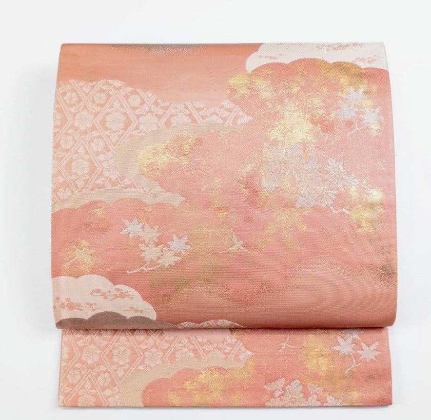 蘇州刺繍　訪問着　袋帯　セット　ぼかし染め　花鳥・宝尽くし　白緑・秘色・乙女色