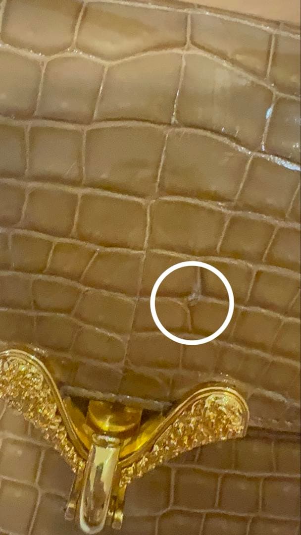 クロコダイル型押しデザインのハンドバッグ