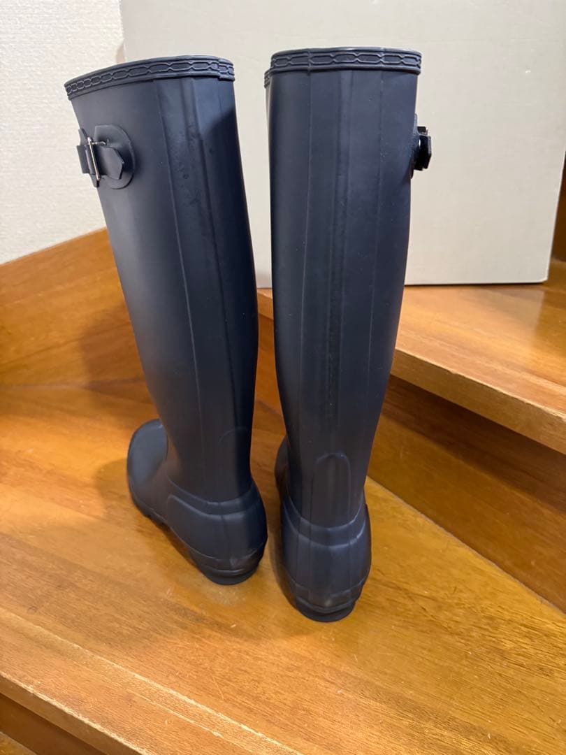 HUNTER ネイビー ロングレインブーツ