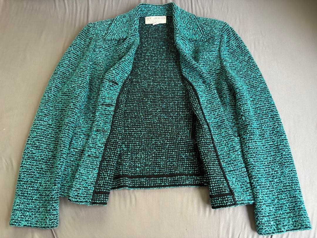 今6 ST.JOHN セントジョン テーラードジャケット青緑 グリーン S