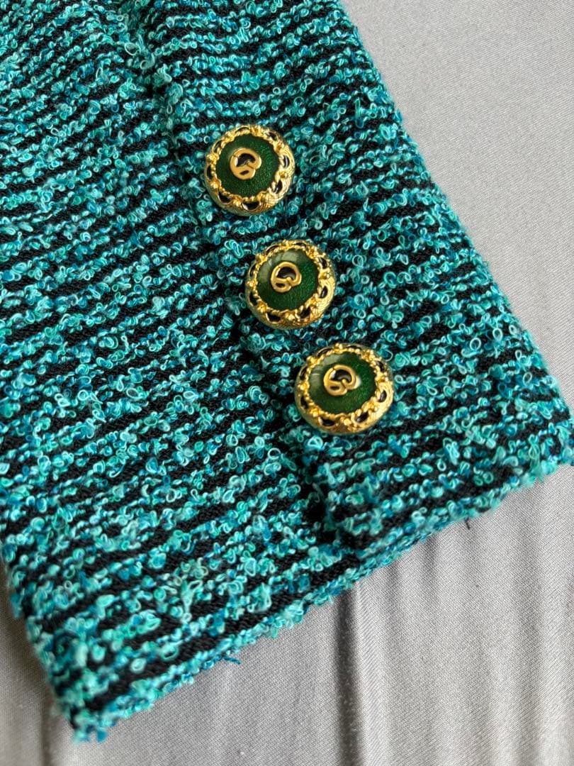 今6 ST.JOHN セントジョン テーラードジャケット青緑 グリーン S