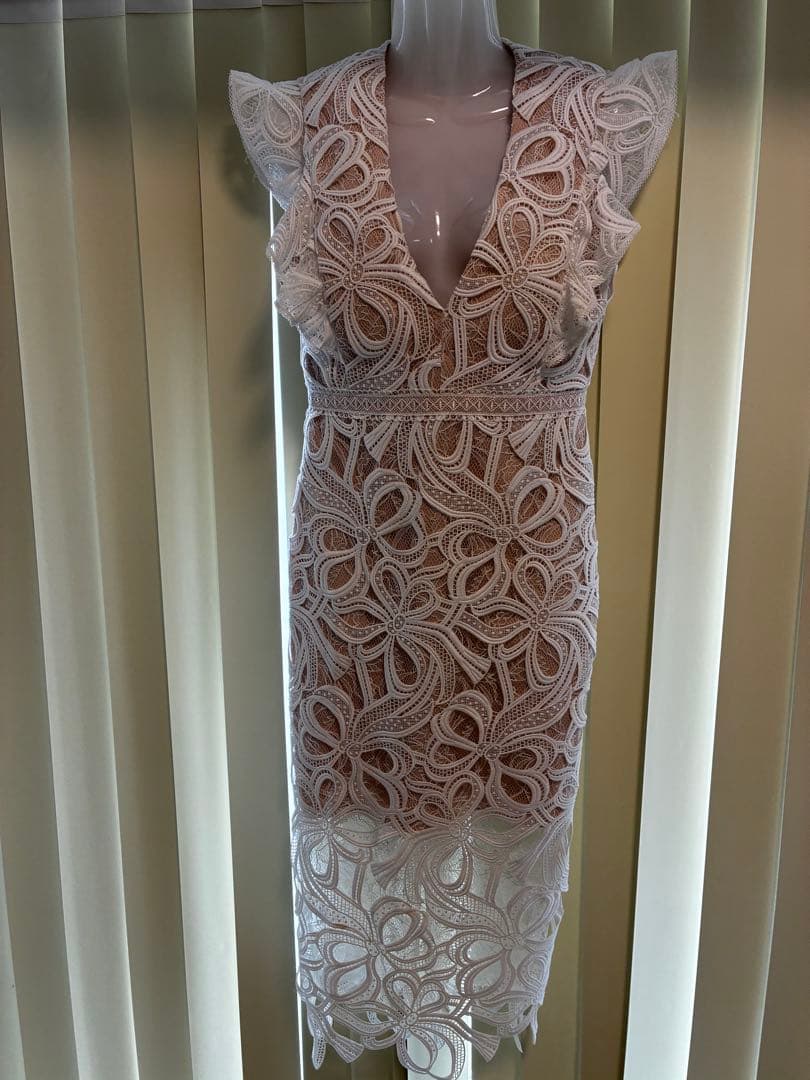 sugar レースフリル袖ドレス ホワイト