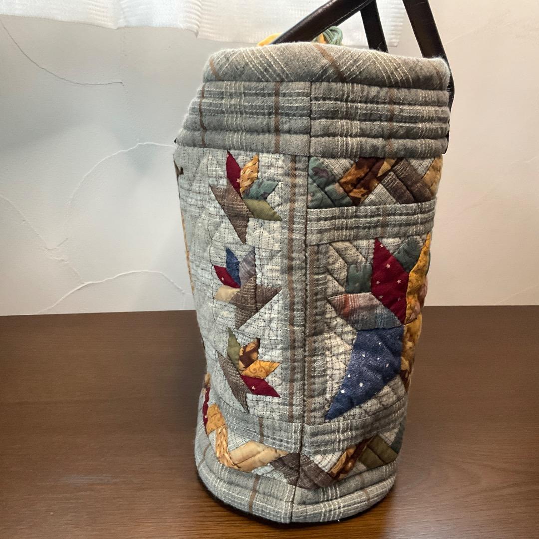 ハンドメイドパッチワークサンプラーかぼちゃ紐付きトートバッグ