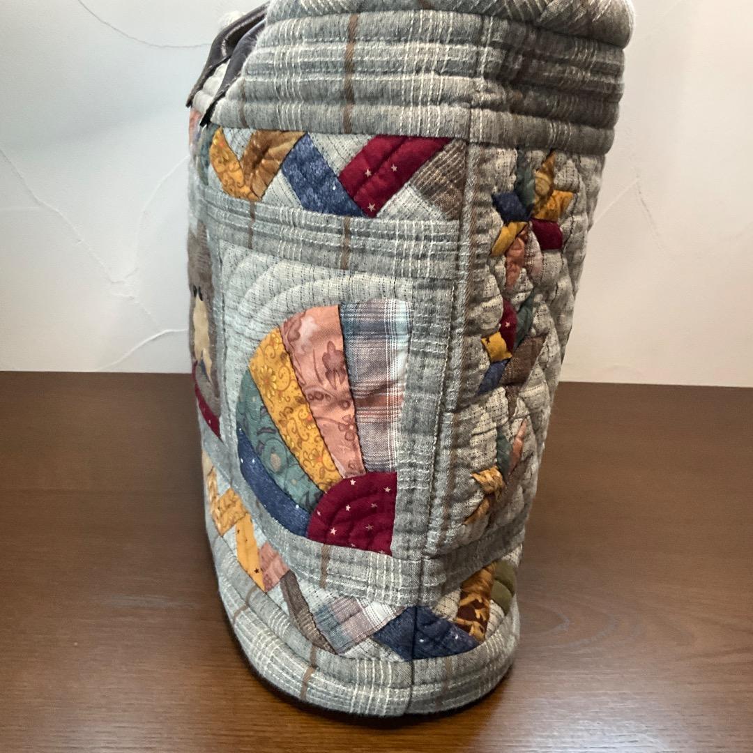 ハンドメイドパッチワークサンプラーかぼちゃ紐付きトートバッグ